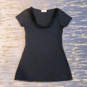 Gisella M. Made in Italy Ruffle-Neck Tee Top